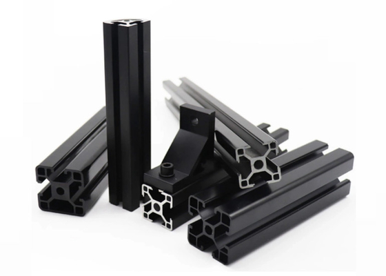 Hệ thống khung đùn nhôm Anodized 6063 màu đen T Cấu hình nhôm định hình